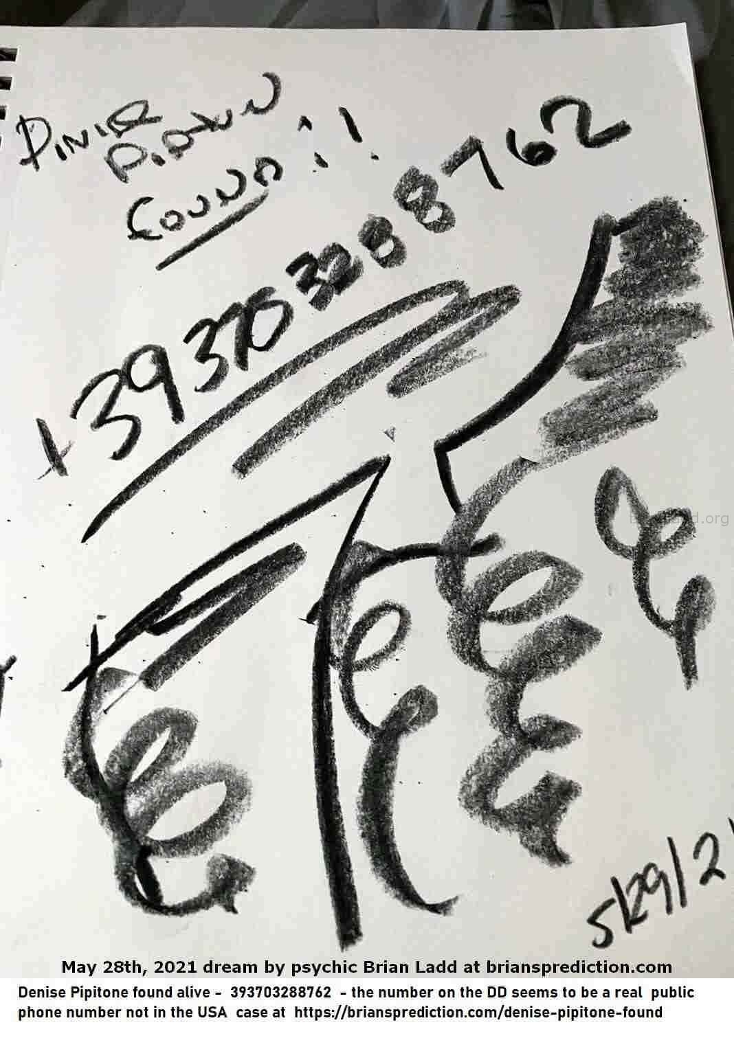 14937 28 May 2021 6 - Denise Pipitone Found Alive -  393703288762  - The Number On The Dd Seems To Be A Real  Public Pho...
Denise Pipitone Found Alive -  393703288762  - The Number On The Dd Seems To Be A Real  Public Phone Number Not In The Usa.  Case At   https://briansprediction.com/Denise-Pipitone-found
