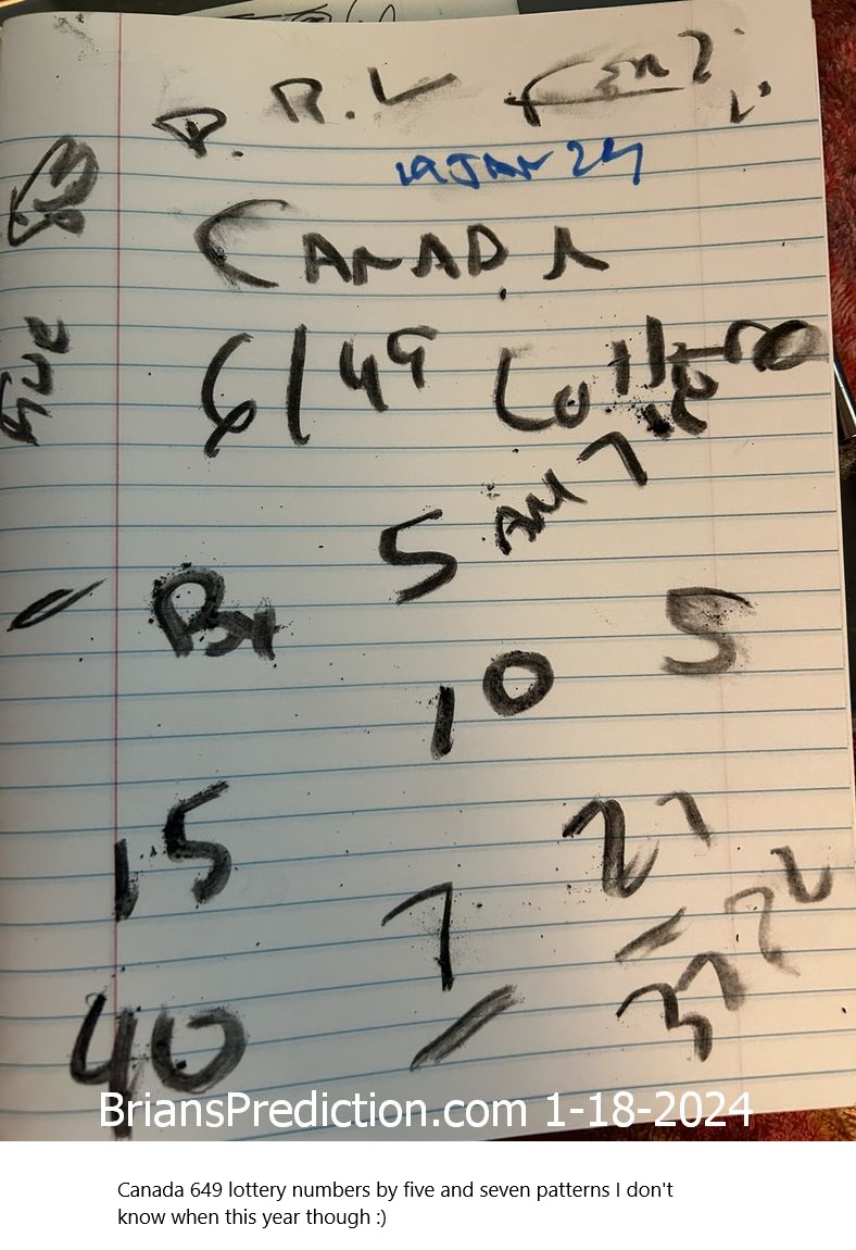 19-jan-2024-lucid-dream-prediction-drawing-1  Canada 649 lottery numbers by five and seven patterns I don't know when this year though :)
Canada 649 lottery numbers by five and seven patterns I don't know when this year though :)
